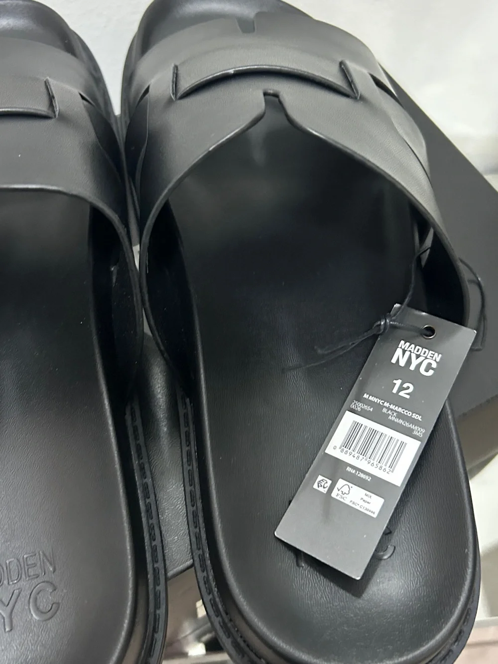 Madden NYC M-Marcco Slide Sandals Black Men’s 12 NWT Comfort H-Cut
